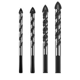 HUHAO 4-PCS Masonry Drill Bit Set & Concrete Drill Bit Set, 6mm-12mm Professional Carbide Drill Bits Tip for Glass, Tile, Brick, Cement Concrete Plastic Wood
