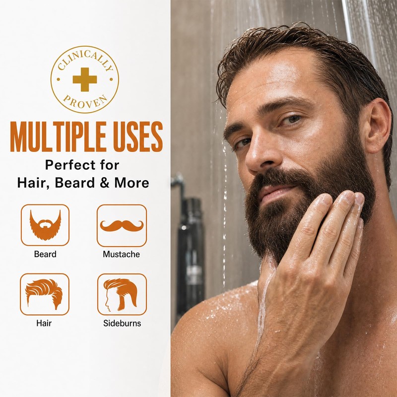 Men's Mustache & Beard Dye Shampoo Dark Brown, 3 in