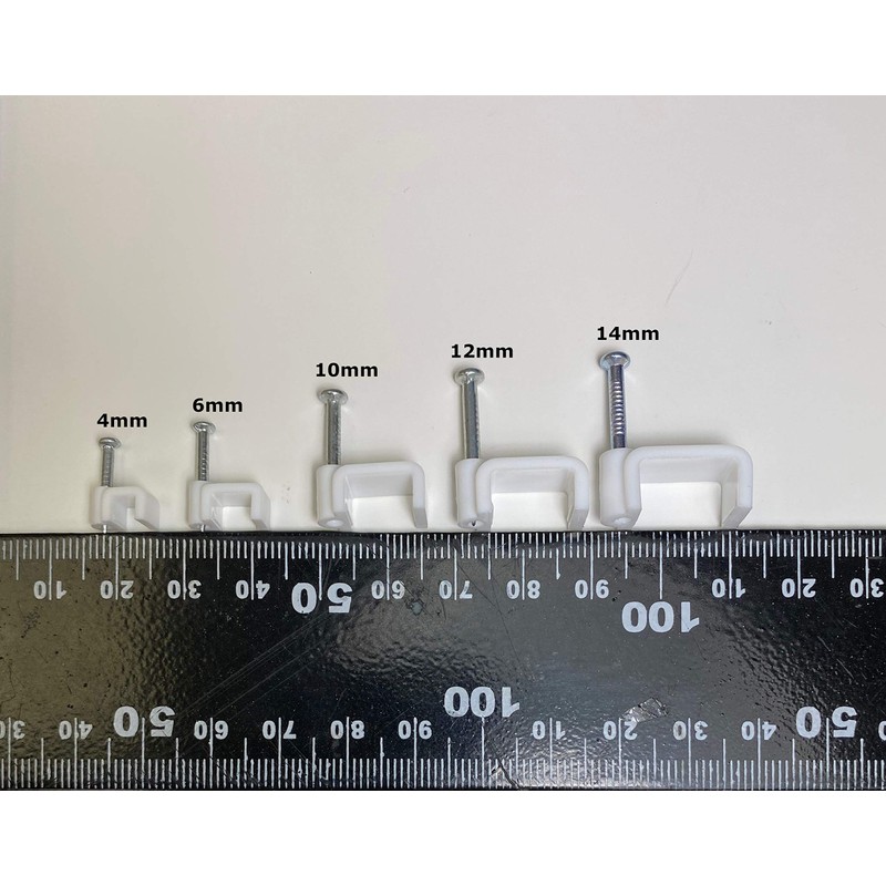 White Plastic Flat Electrical Wire Cable Clips TV Phone Internet