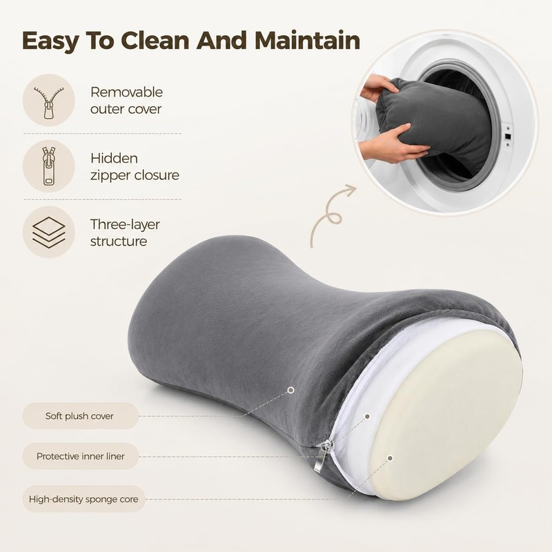 Lumbar Support Pillow for Bed, 19.7 x 7.9 x 3.9