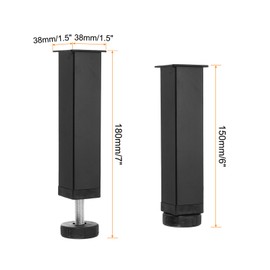 uxcell Adjustable Height Center Support Leg, 6 Inch Metal Bed Frame Support Legs Slats feet for Sofa Cabinet Couch Dresser Table Furniture, Black