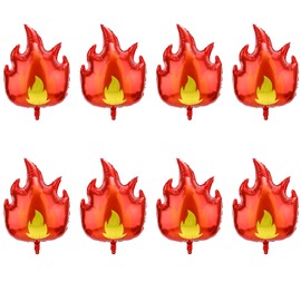 8 Pcs Fire Balloons, Large Flame Balloons Red And Yellow Fire Truck Balloons Firefighter Balloons Fire Fighter Party Decorations for Fire Truck Theme Birthday Party Decoration