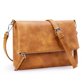 KALIDI Small Women's Shoulder Bags Vegan PU Leather Handbag Crossbody Shoulder Bag Anti-Theft Multiple Pockets with Adjustable Removable Shoulder Strap Dark Yellow