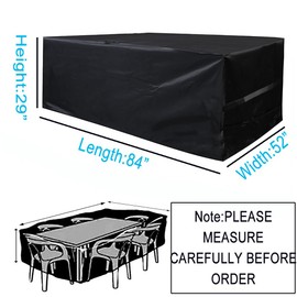 Bliifuu Patio Furniture Set Covers, Heavy Duty and Waterproof Patio Table and Chair Covers for All Weathers, Durable for Outdoor Garden Furniture (84"L x 52"W x 29"H)