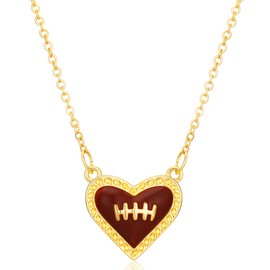 HEYOLL Football Necklace Gifts for Girls,Gold Heart Players Team Sport Football Accessories Coach Gifts Jewelry for Women Mom 8-12 12-14 Age Teen Kids