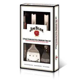 Jim Beam JB0160 Soft Grip Handle Grilling Tools Set (3-Piece), Silver