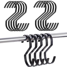 Fogman Hooks, S-Shaped Hooks, Metal, Stylish, Large, Universal Hooks, Hardware, Hanger, Set of 10 (Black)