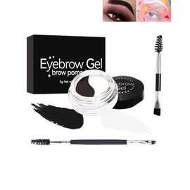 2 Colors Eyebrow Pomade Set-2 in 1 White Black Waterproof Eyebrow Cream Gel & Eye liner for Eye Makeup,Filling & Shaping Tinted Brow Filler with Brow Brush Tool,Eyebrow Color for Cosplay Stage Use-#10