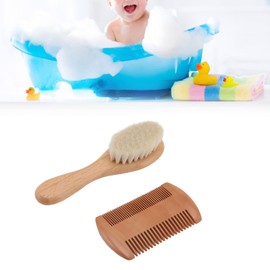 Cepillo para el Cabello para Bebés, Cepillo para el Cabello para Recién Nacidos Prevenir la Costra Láctea Cerdas de Cabra Naturales Peine de Doble Cara para Bebés