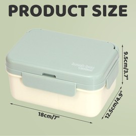 Luxvara Bento Box 1200 ml, Lunch Box with 3 Compartments, Cutlery and Spice Box, Lunch Box for Adults and Children, Meal Prep Box with Clip Closure, for School, Nursery, Office and On the Go