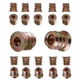 YoiYee 22 x Heavy Duty Wood Furniture M4 x 10mm Threaded Insert Nuts Interface Hex Drive Zinc Yellow Passivated