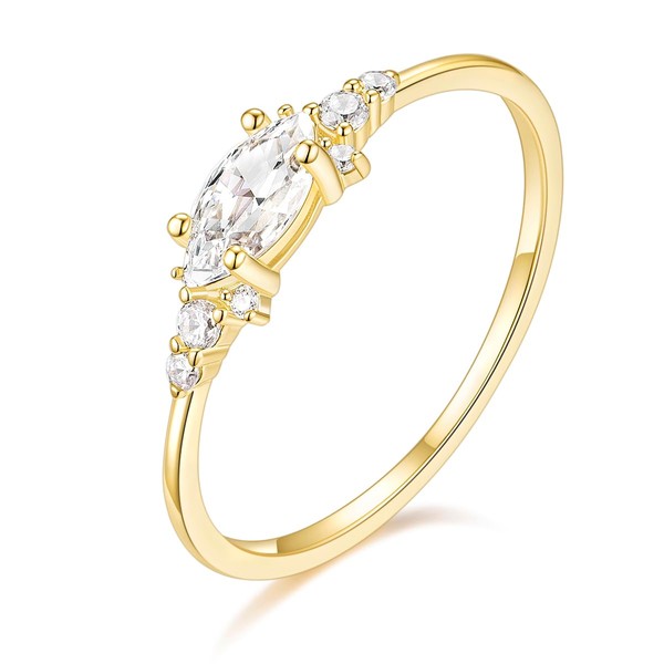 TIGRADE 1.5mm 14K Gold Plated Stacking Rings for Women Fashion