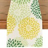 Green Yellow Dahlia Summer Table Runner, Washable Flowers Table Runner,