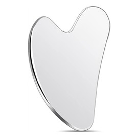 Gua Sha Stone, Stainless Steel Gua Sha Stone for Jaw Shaping, Swelling Reduction, Skin Care Gift and Face, Eyes, Neck for Skin Care, Beauty and Relaxation of Body Muscles (Silver)