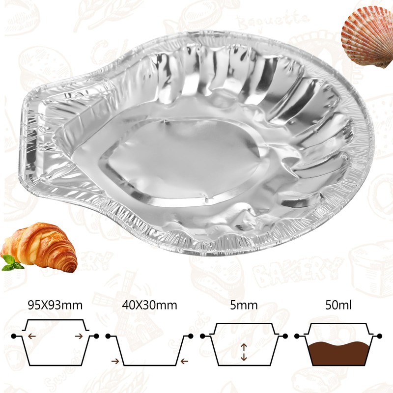 Maxdot Pack of 200 Aluminum Foil Clam Shells 3.7 x