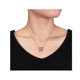 Black and White Accent Diamond Pigs Can Fly Charm Pendant Necklace in Sterling Silver with Chain