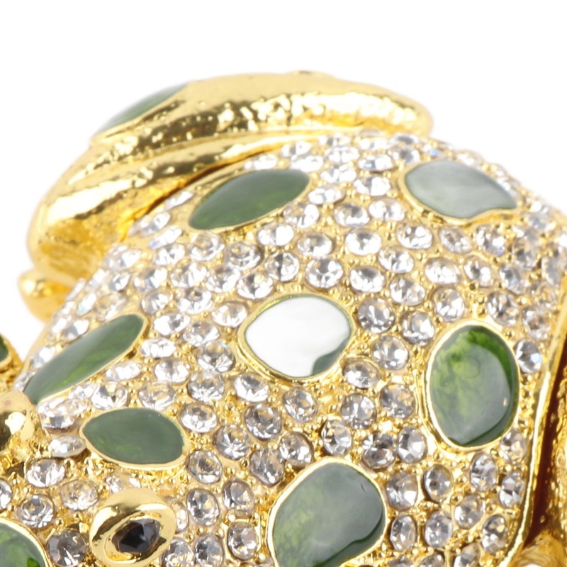 Rhinestone Frog Jewelry Box Painted Electroplated Frog Figurine Jewelry Boxes