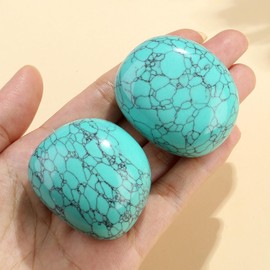 AWARDSEN Turquoise Crystal Healing Crystals 1.57-2.0" Large Polished Stones 0.98" Thick Natural Reiki Protection Crystal Spiritual Witchcraft Meditation Stone Energy Balancing Anxiety Crystal