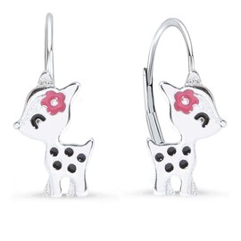 Earrings for girls and children, French hook earrings made of 925 sterling silver., Silver, M6 / Fawn