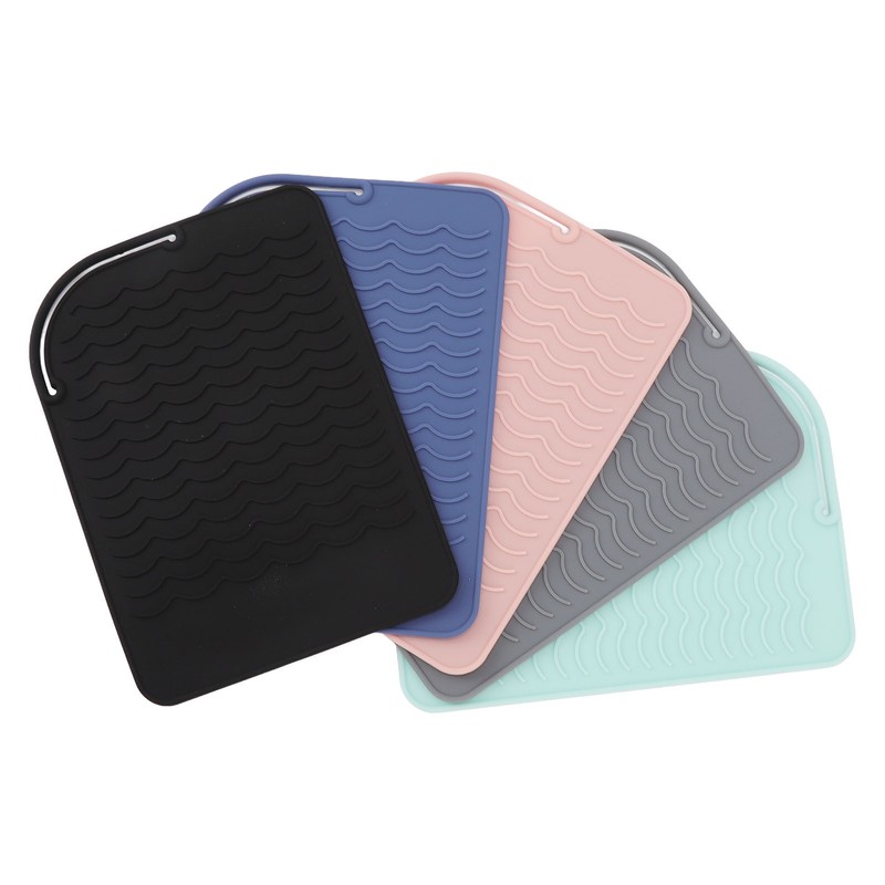 5Pcs Heat Resistant Silicone Mat Pouch for Curling Irons Hair