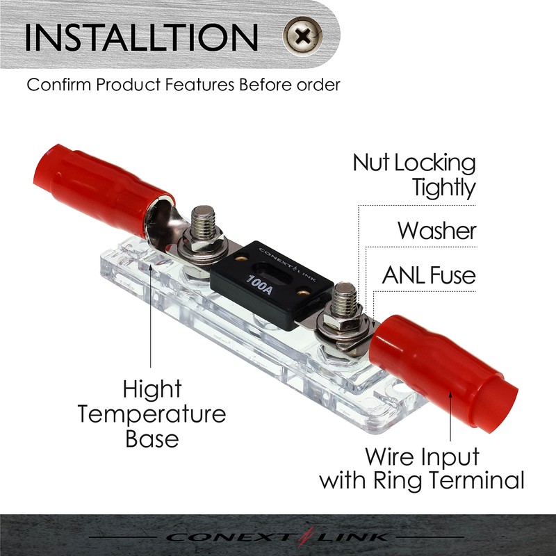 Conext Link FHA15100 1つ1/0 2 4AWG ANLヒューズホルダー、100Aヒューズ5個付き