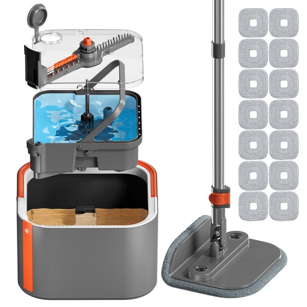 INWEJIA Upgraded Spin Mop and Bucket Self-Standing Mop Bucket Separate