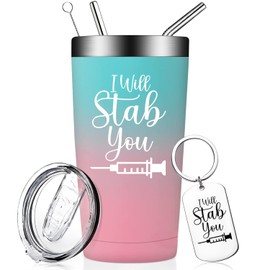 Fufandi I Will Stab You Nurse Tumbler - Nurse Gifts for Women - Nurse Practitioner Gifts - Funny Nurses Birthday, Appreciation, Christmas, Week Day Gifts for Nurses, Doctors, Assistant - Tumbler Cup