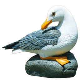 Euiroet Real Seagull Outdoor Sculpture,Garden Funny Bird Statue,Beach Statue,Resin Animal Seabird Ornaments,Coastal Beach Decor for Outdoor Table Decor for Garden,Terrace,Lawn,Yard