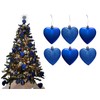 6pc Large Glitter & Matte Heart Baubles - Great Christmas