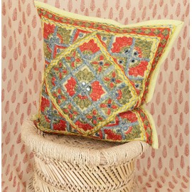 GURU SHOP Cushion Cover, Orient Cushion Cover, Decorative Cushion Cover Maharaja, Pattern 39, Green, Cotton, 40 x 40 x 0.5 cm, Decorative Cushion, Sofa Cushion