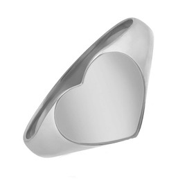 Ladies Solid Sterling Silver Heart Shape Medium Weight Polished Signet Ring 8x11mm (U)