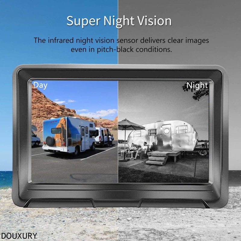 Wireless Backup Camera Solar Magnetic for RV Car Trailer Truck