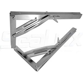 SeaLux Heavy Duty 12" Stainless Steel 90 Degree Folding Brackets for Shelf, Bench, Table Support with Short Release Handle/Max. Bearing 550 lb (Sold as 2 pcs)