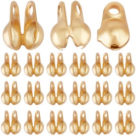 Beebeecraft 1 Box of 300 Bead Clasps, 18 Carat Gold-Plated, 304 Stainless Steel Bead Tips, Knot Covers, Shell End Caps, Crimps Beads for Jewellery Making, DIY Crafts (2.5 mm)