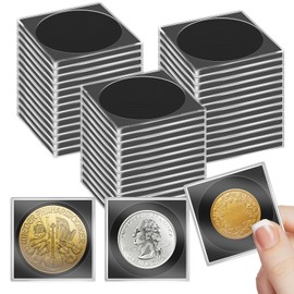 Fansunta 40 Pcs Adjustable Acrylic Coin Collection Cases with Sponges, Coin Snap Holder, Silver Dollar Protection Cases for Collectors, Coin Dollar Collection Supplies for Small Coins(16mm-36mm)