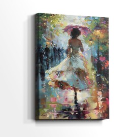 Renditions Gallery Wall Art Paintings for Lounge Pastel Gorgeous Women Walking Spring Evening Canvas Artwork Prints for Bedroom Kitchen - 24" X 36" LT565