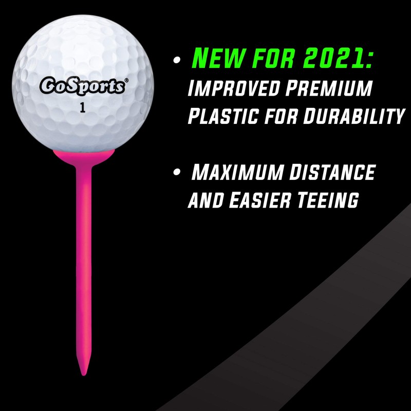 GoSports 3.25” Widemouth Tees Plastic Golf Tees, 60 Tee Player’s