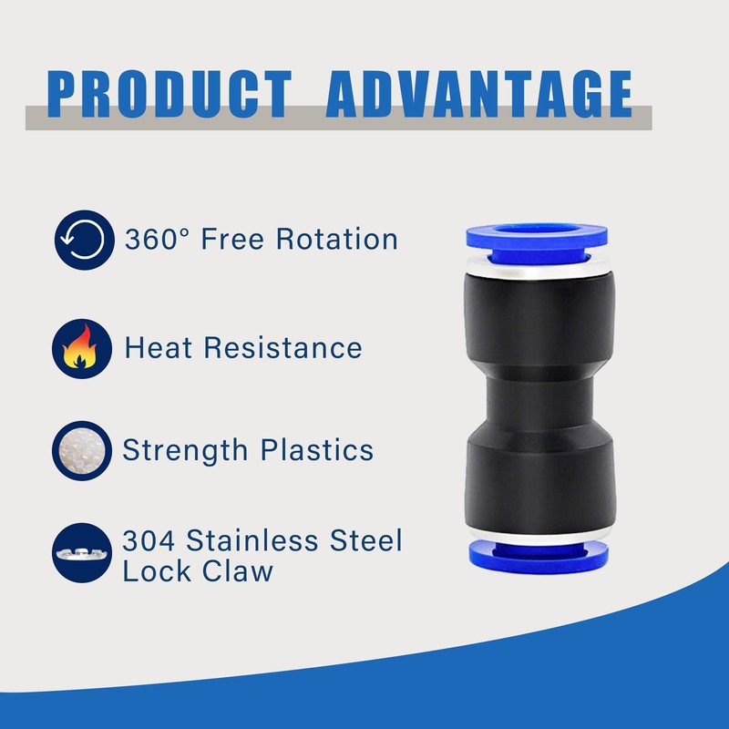 Brintek 100PCS Push to Connect Fittings Pneumatic Air Line 4