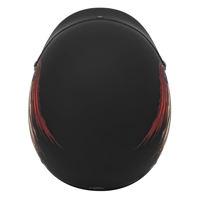 VCAN Cruiser Solid Flat Black Half Face Motorcycle Helmet (Flag,