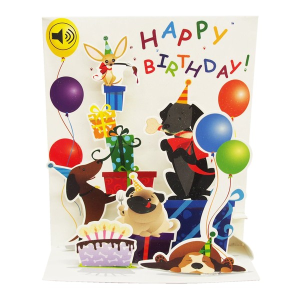 Mutt Dog Party Pop-Up with Sound Birthday Greeting Card