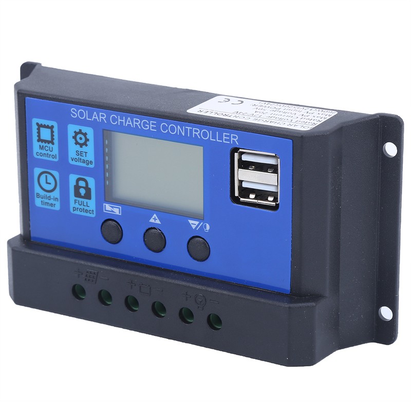 Solar Panel Controller LCD Display Battery Charge Control Dual USB