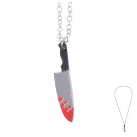 KONTONTY Punk Jewelry Bloody Cutter Charm Pendant Necklace Stylish Neck Chain for Theme Parties Cosplay and Beach Wear Safe Lightweight and Eye Catching Accessory