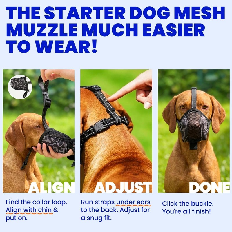Anti Scavenging & Biting Soft Mesh Muzzle for Dogs, Escape