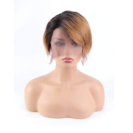 BLISSHAIR Short Pixie Cut Bob Wig Straight Human Hair Glueless Lace Front Bob Wigs 13x4x1 Lace Frontal Wig for Black Women Pre Plucked With Baby Hair Natural Hairline (T1B/30)