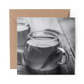 1 x Greeting Card BW - Healthy Green Tea Organic Drink - Blank Birthday Celebration Anniversary #37457