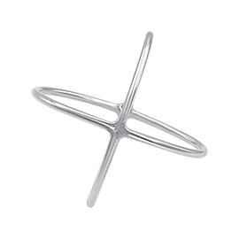Silverly Sterling Silver Wide Crossover Ring - Simple Modern Criss Cross Design - Minimalist Statement Rings for Women - Unique Jewellery Gift for Girlfriend - Gift for Girlfriend or Wife