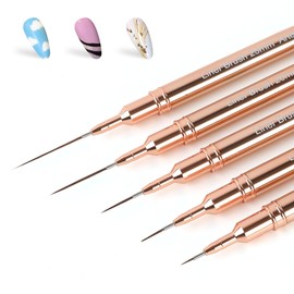Artdone Nail Art Pens, Liner Brushes Set, 5PCS Copper Color Nail Tools For Long Lines, Thin Details, Fine Drawing, Liner Brush UV Gel Polish Painting Nail Design Sizes 5/8/12/20/25mm