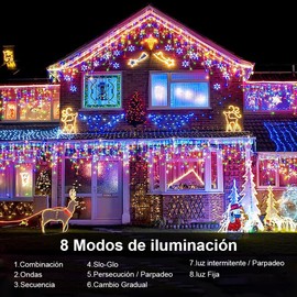 E T EASYTAO Luces de Cascada, 13M 700LED/Multicolor, Impermeable, Interior y Exterior, 8 Modos, Ideal para Fiestas y Decoración