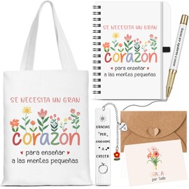 Sinmoe Set of 6 Thank You Gifts for Teachers Fabric Bag for Teachers Pen Notebook Bookmark Metal Greeting Card with Envelope for Graduation