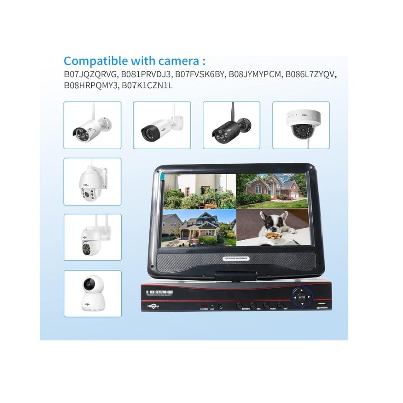 【No HDD】 10'' LCD Wireless WiFi NVR 10 Channels Network